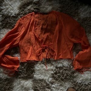 Zara Vibrant Orange Tie-Front Blouse